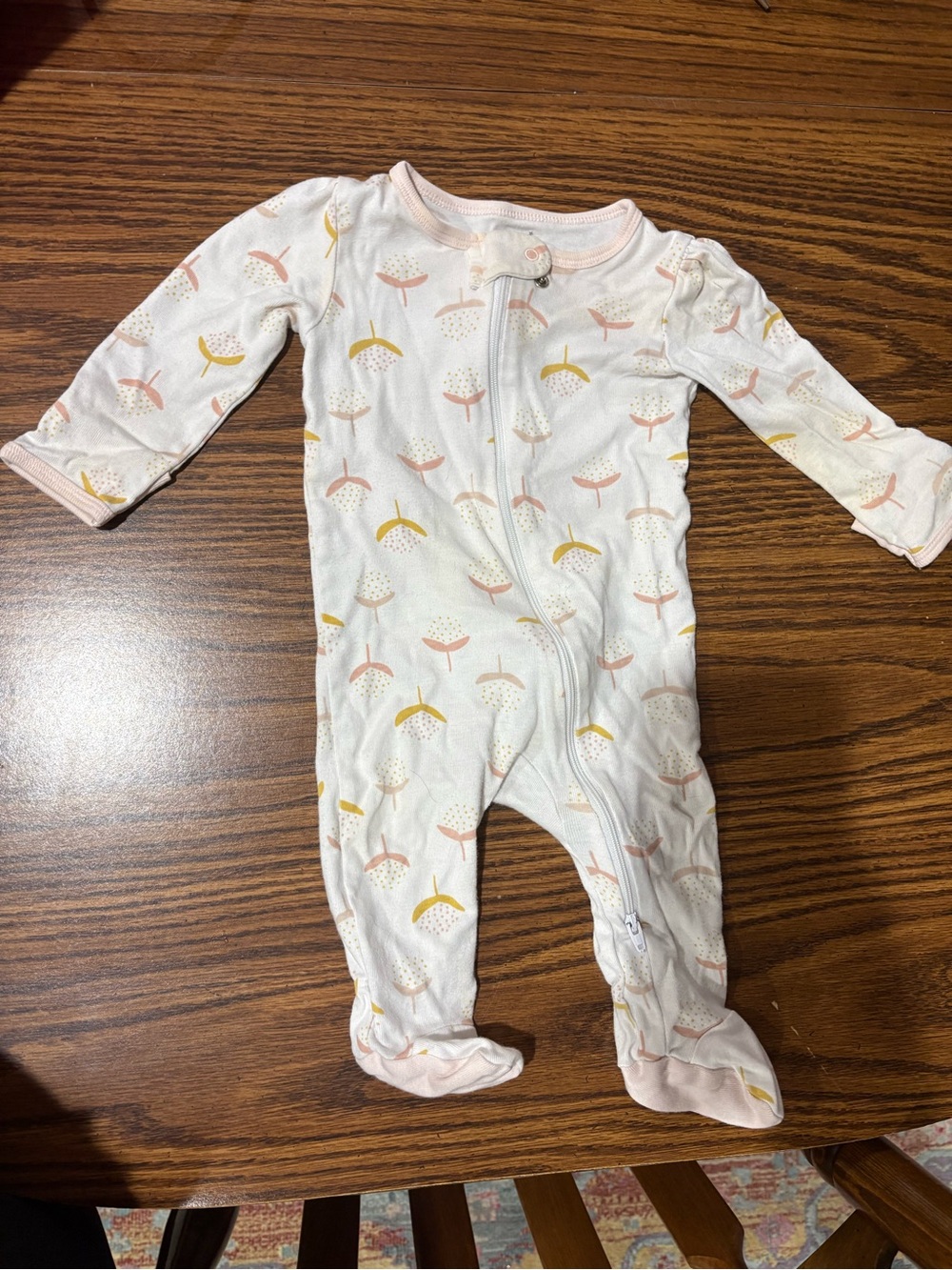 cloud island White Footed One-Piece with Pink and Yellow Umbrella Print